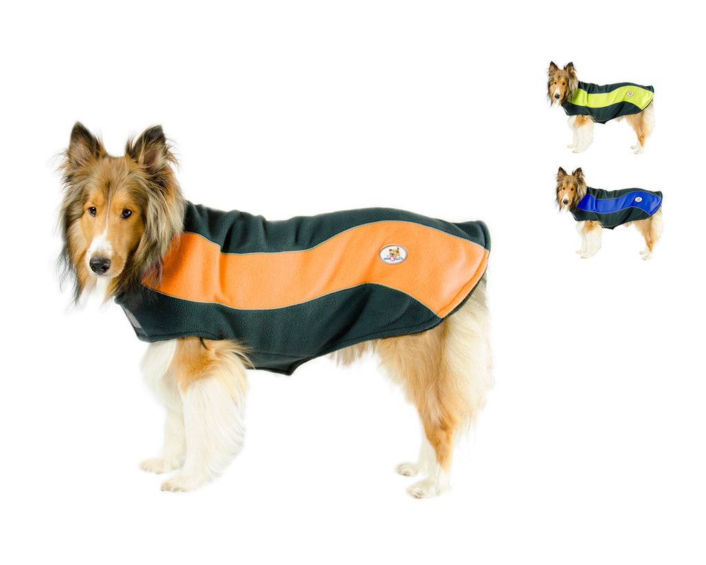CuteNfuzzy Double Fleece Dog Coat with Reflective Stripes, Easy On, XS to L