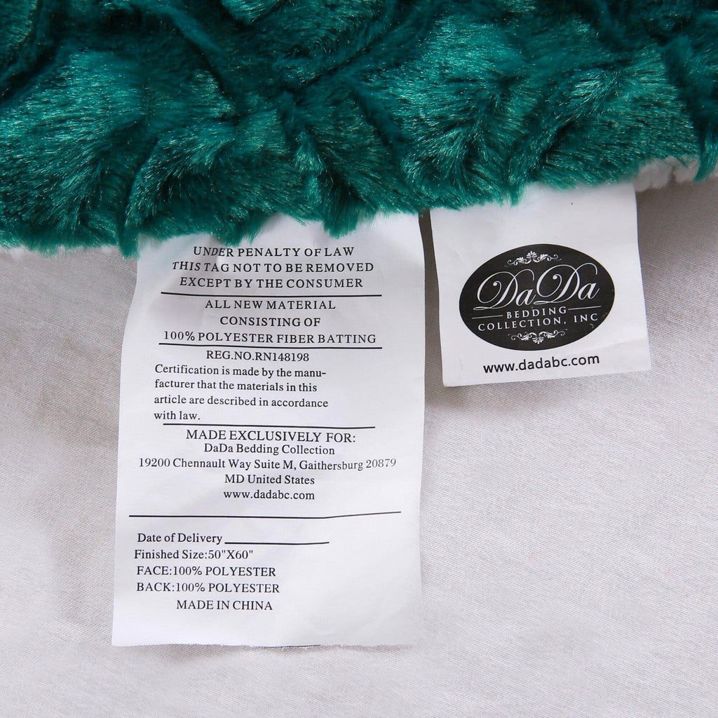 DaDa Bedding Emerald Mermaid Faux Fur Sherpa Throw Blanket, Throw to Queen