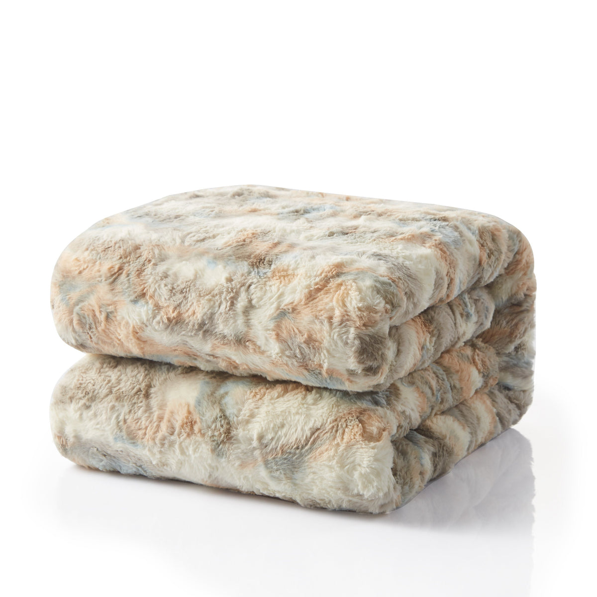 Tache Lynx Faux Fur Throw Blanket with Sherpa Back, 2-Layer, Throw to Queen