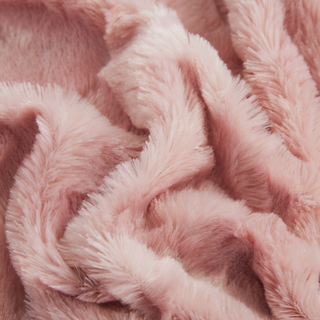 Tache Dusty Rose Faux Fur Sherpa Throw Blanket, 2-Layer, Throw to Queen