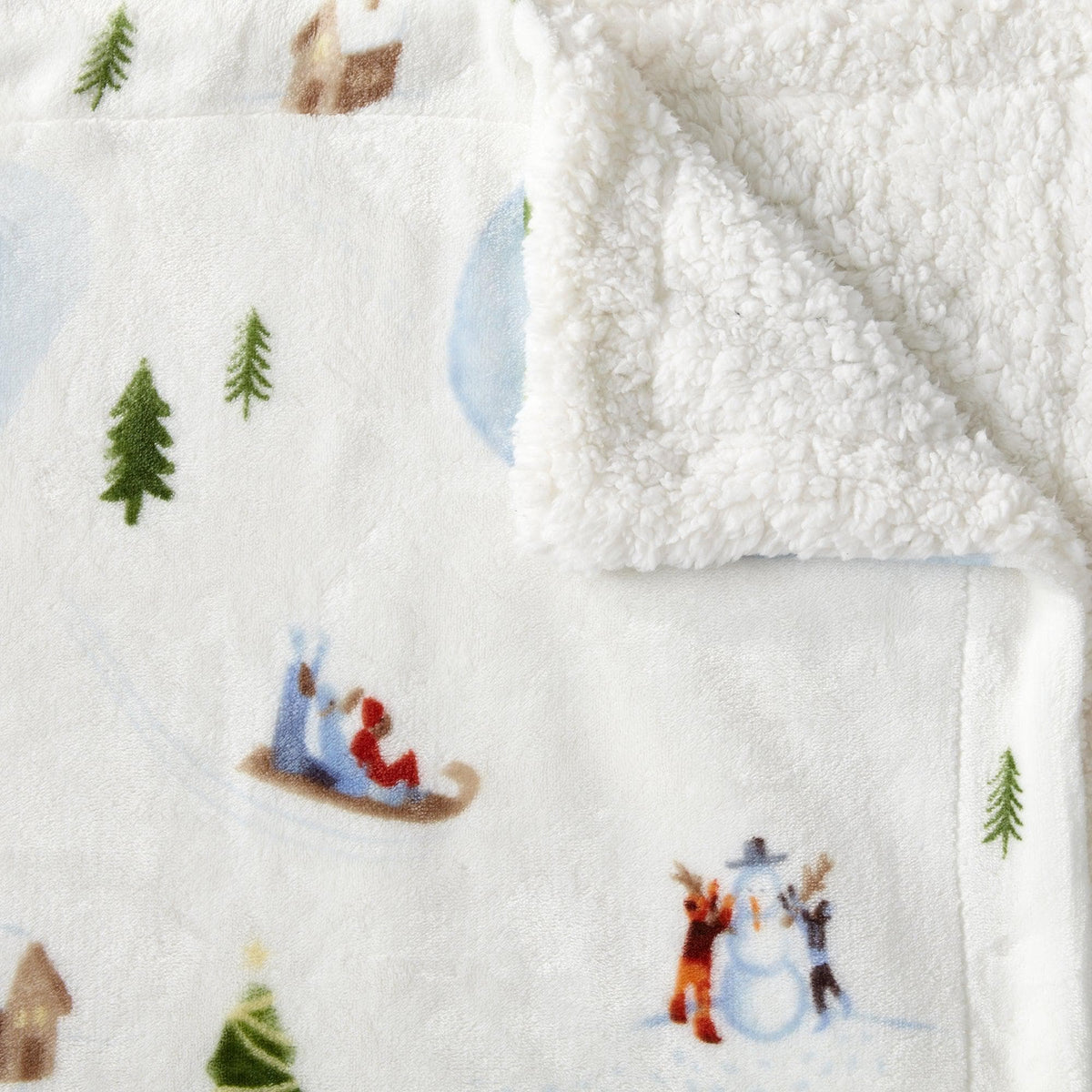 Great Bay Home Cabin Print Sherpa Throw Blanket, 50x60, Buffalo Check & Woodland