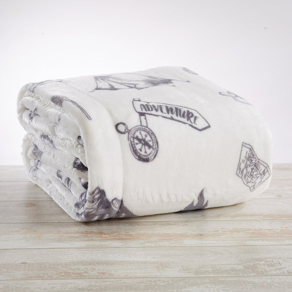 Great Bay Home Cabin Print Sherpa Throw Blanket, 50x60, Buffalo Check & Woodland