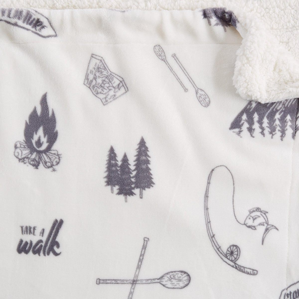 Great Bay Home Cabin Print Sherpa Throw Blanket, 50x60, Buffalo Check & Woodland