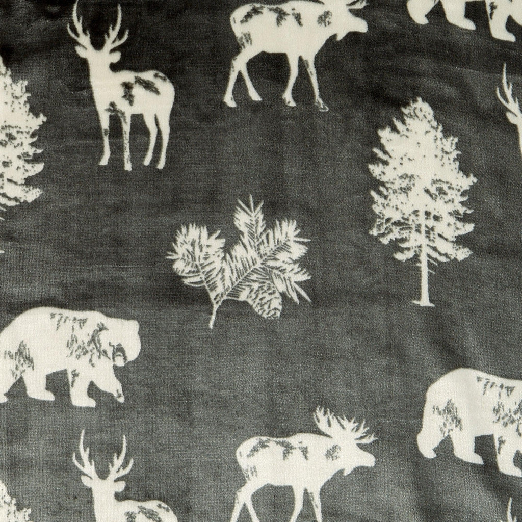 Great Bay Home Cabin Print Sherpa Throw Blanket, 50x60, Buffalo Check & Woodland
