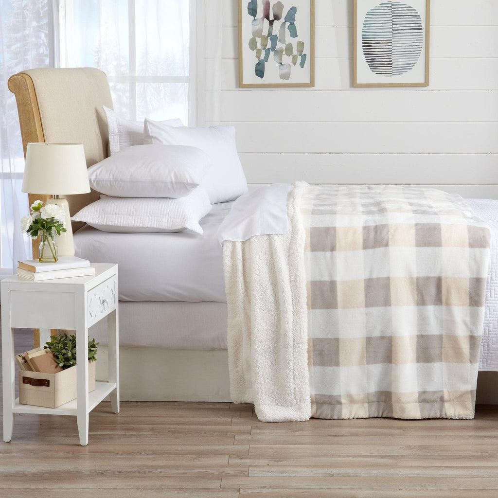 Great Bay Home Velvet Plush Sherpa Blanket, Reversible, Throw to King