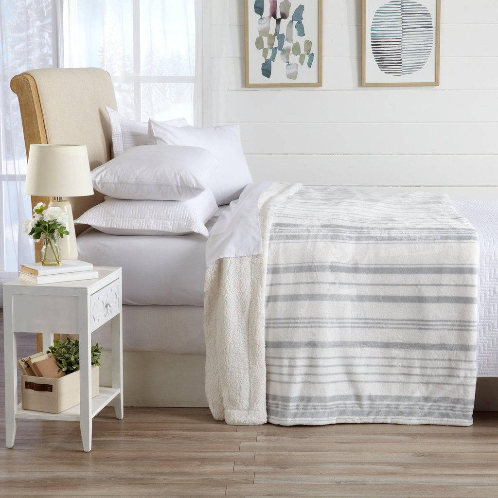 Great Bay Home Velvet Plush Sherpa Blanket, Reversible, Throw to King
