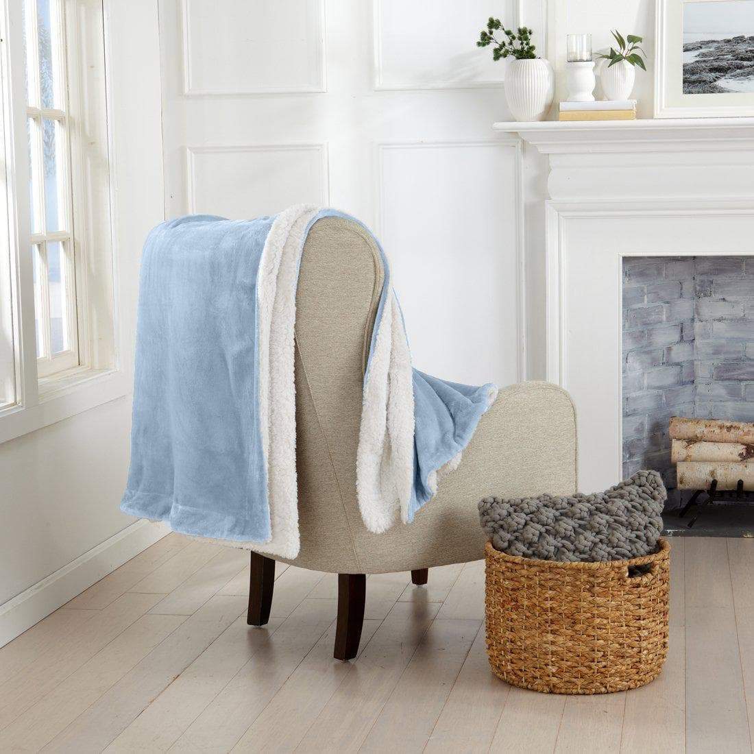 Great Bay Home Velvet Plush Sherpa Blanket, Reversible, Throw to King