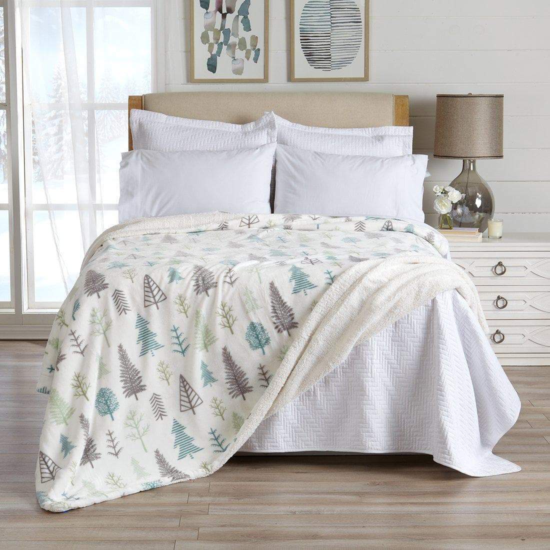 Great Bay Home Velvet Plush Sherpa Blanket, Reversible, Throw to King