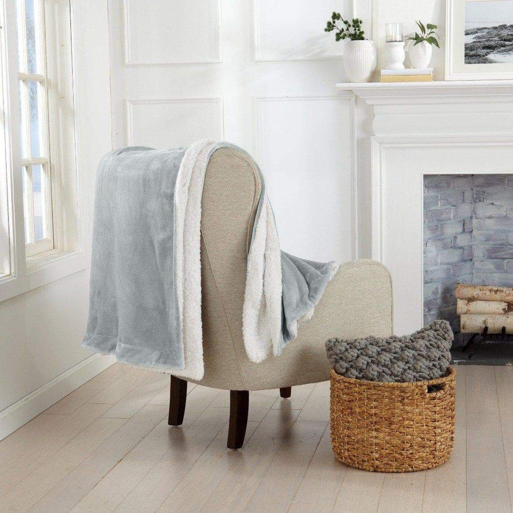 Great Bay Home Velvet Plush Sherpa Blanket, Reversible, Throw to King