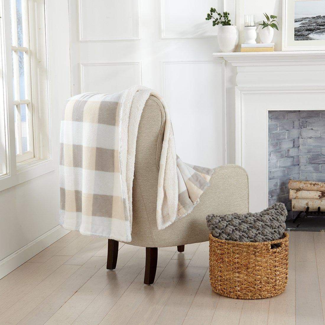 Great Bay Home Velvet Plush Sherpa Blanket, Reversible, Throw to King