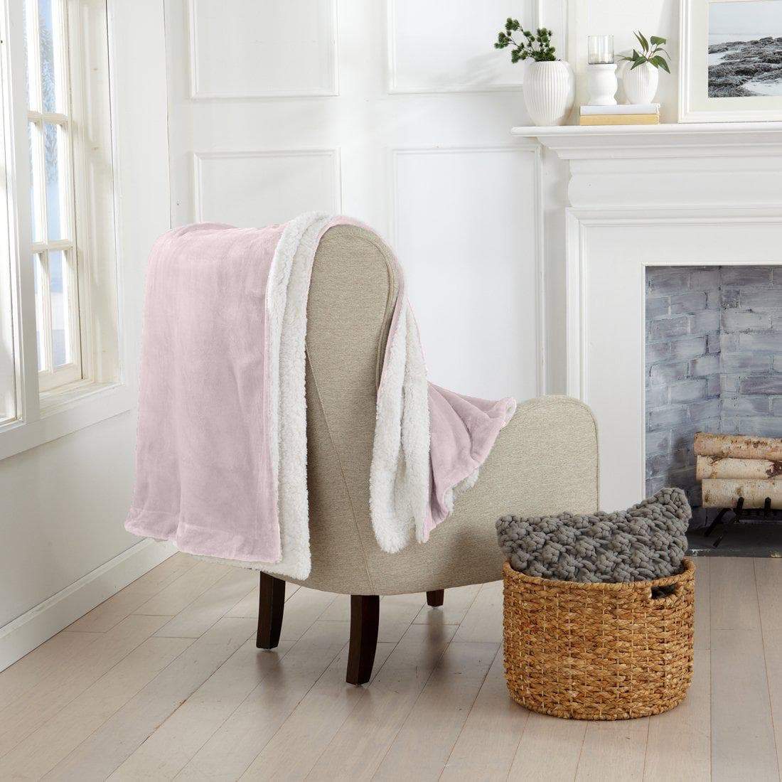 Great Bay Home Velvet Plush Sherpa Blanket, Reversible, Throw to King