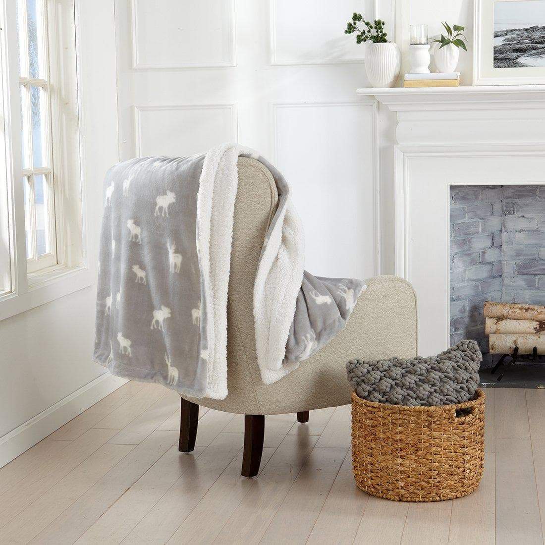 Great Bay Home Velvet Plush Sherpa Blanket, Reversible, Throw to King