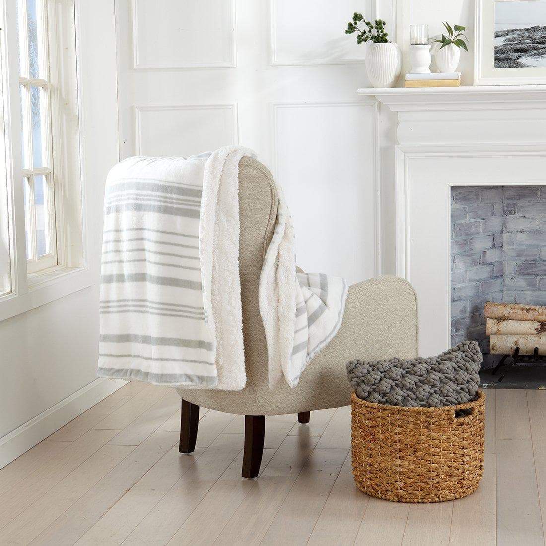 Great Bay Home Velvet Plush Sherpa Blanket, Reversible, Throw to King