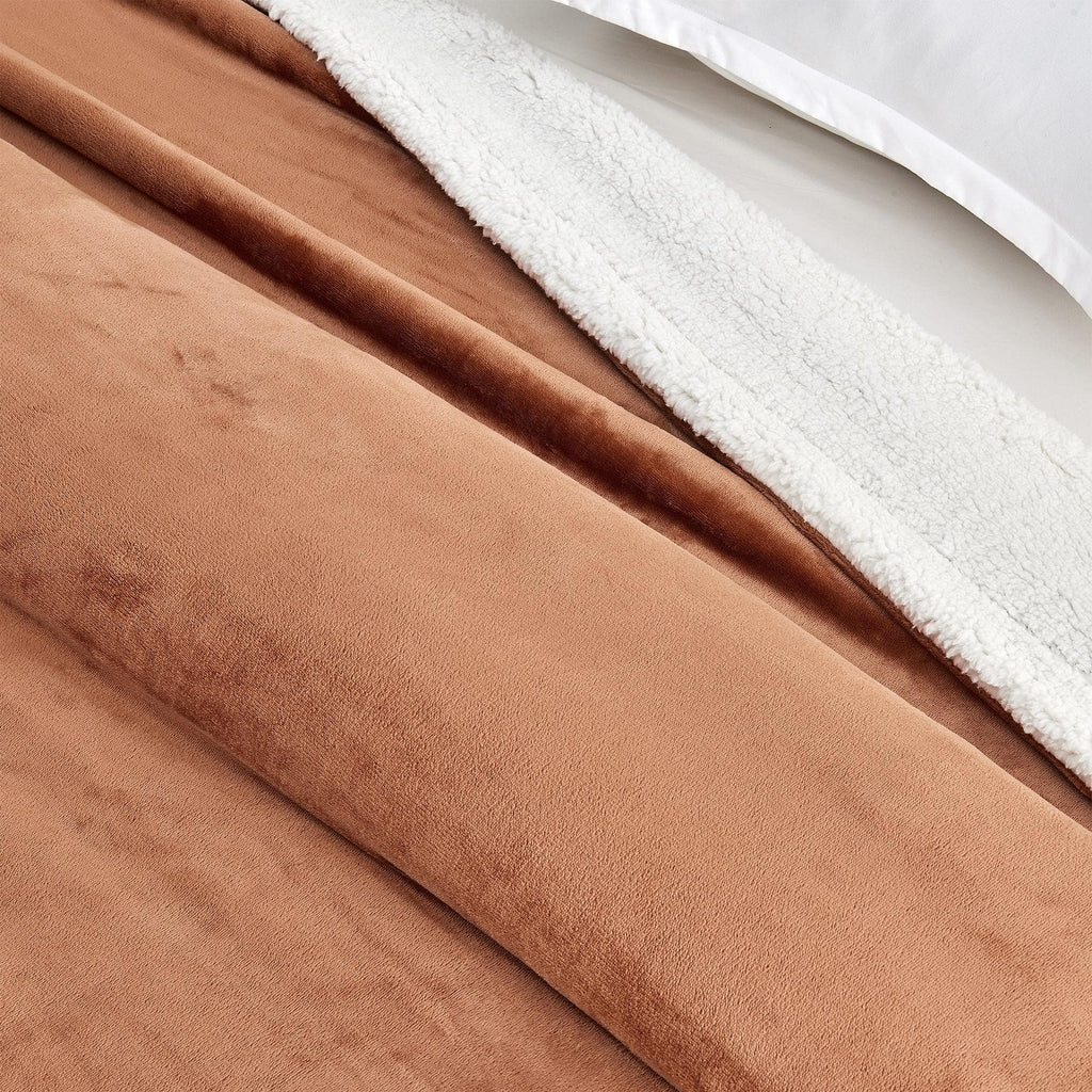 Great Bay Home Velvet Plush Sherpa Blanket, Reversible, Throw to King