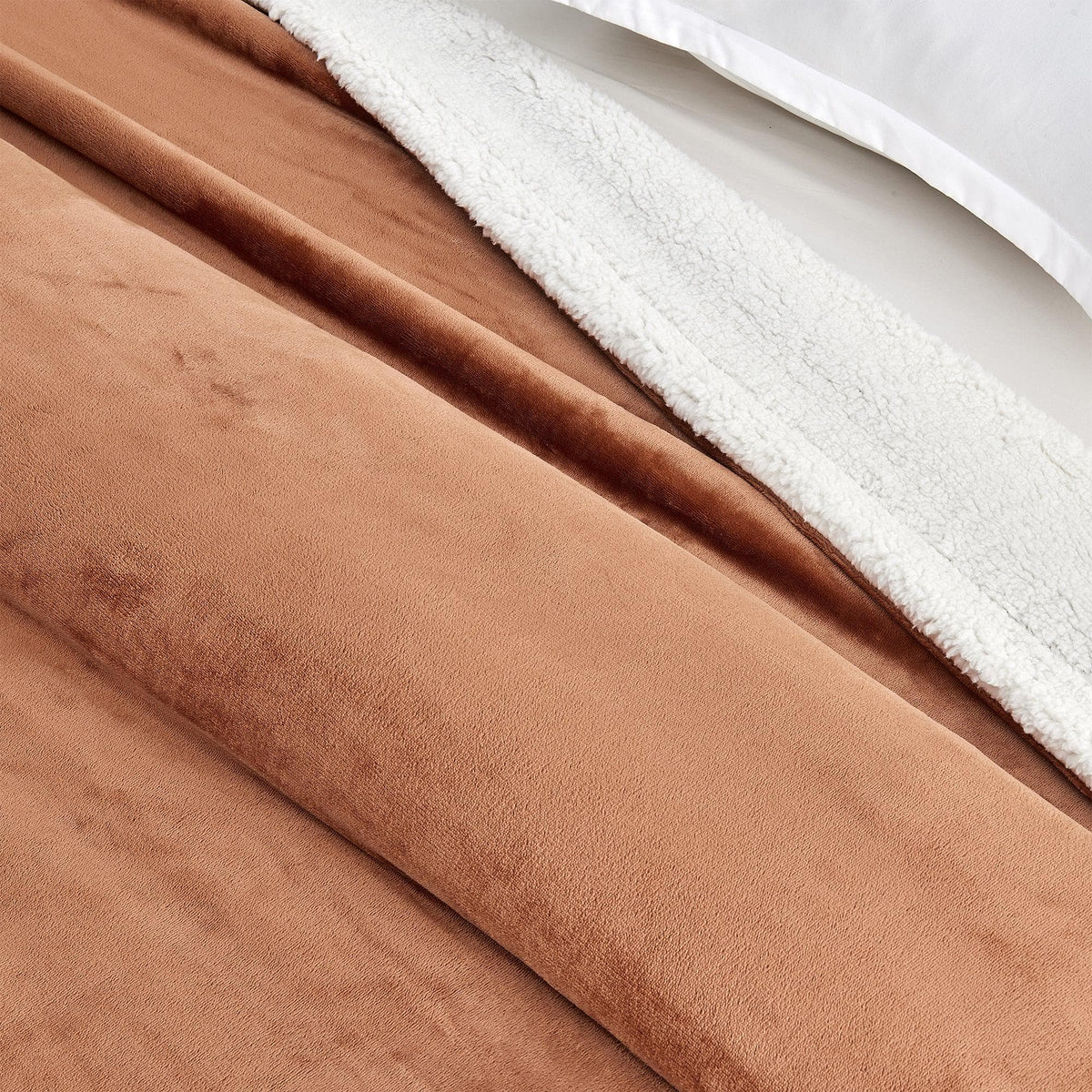 Great Bay Home Velvet Plush Sherpa Blanket, Reversible, Throw to King