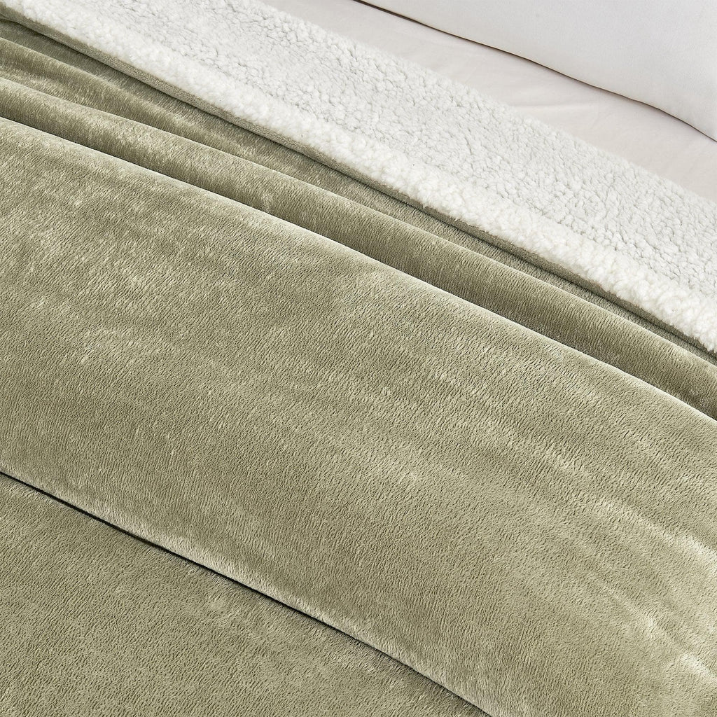 Great Bay Home Velvet Plush Sherpa Blanket, Reversible, Throw to King