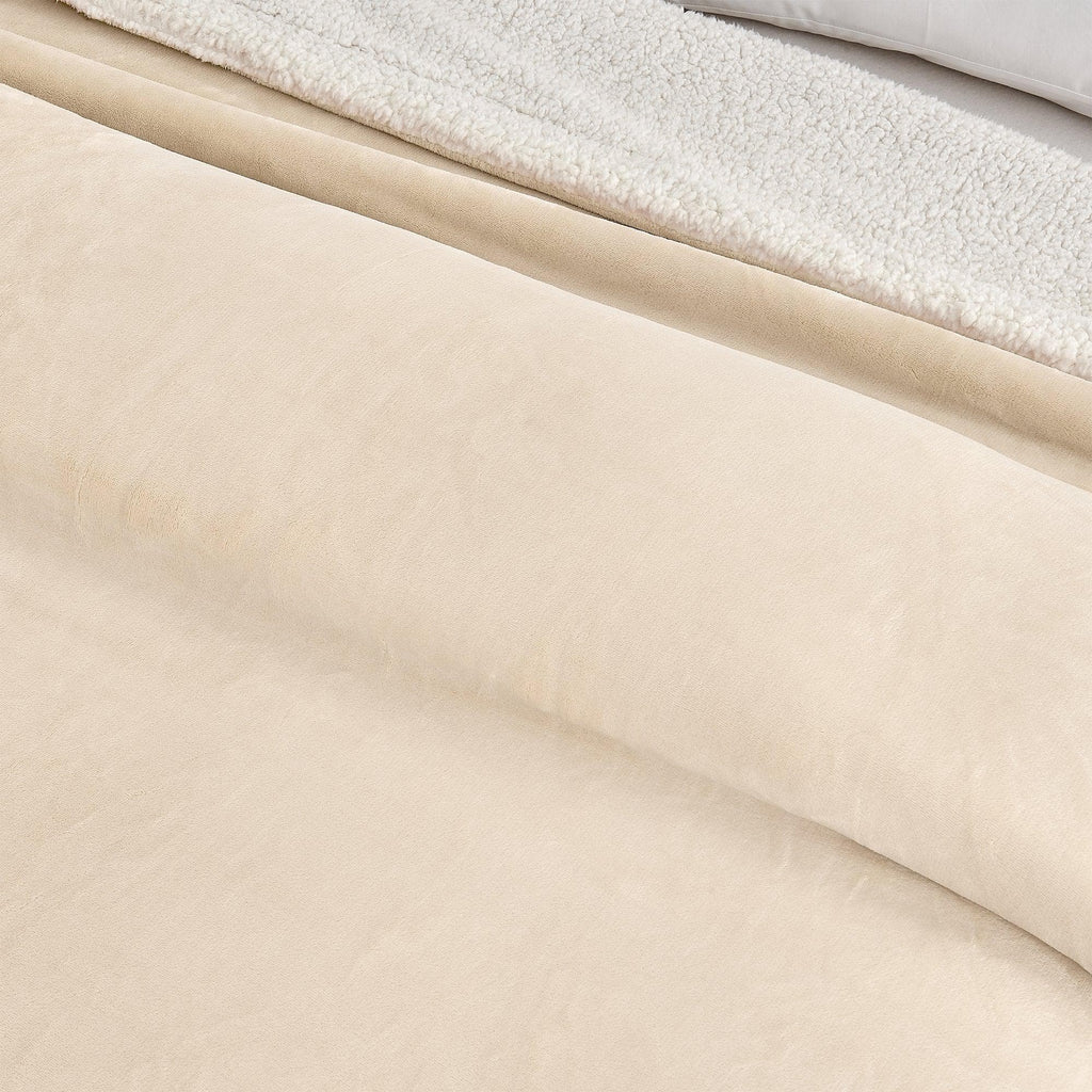 Great Bay Home Velvet Plush Sherpa Blanket, Reversible, Throw to King