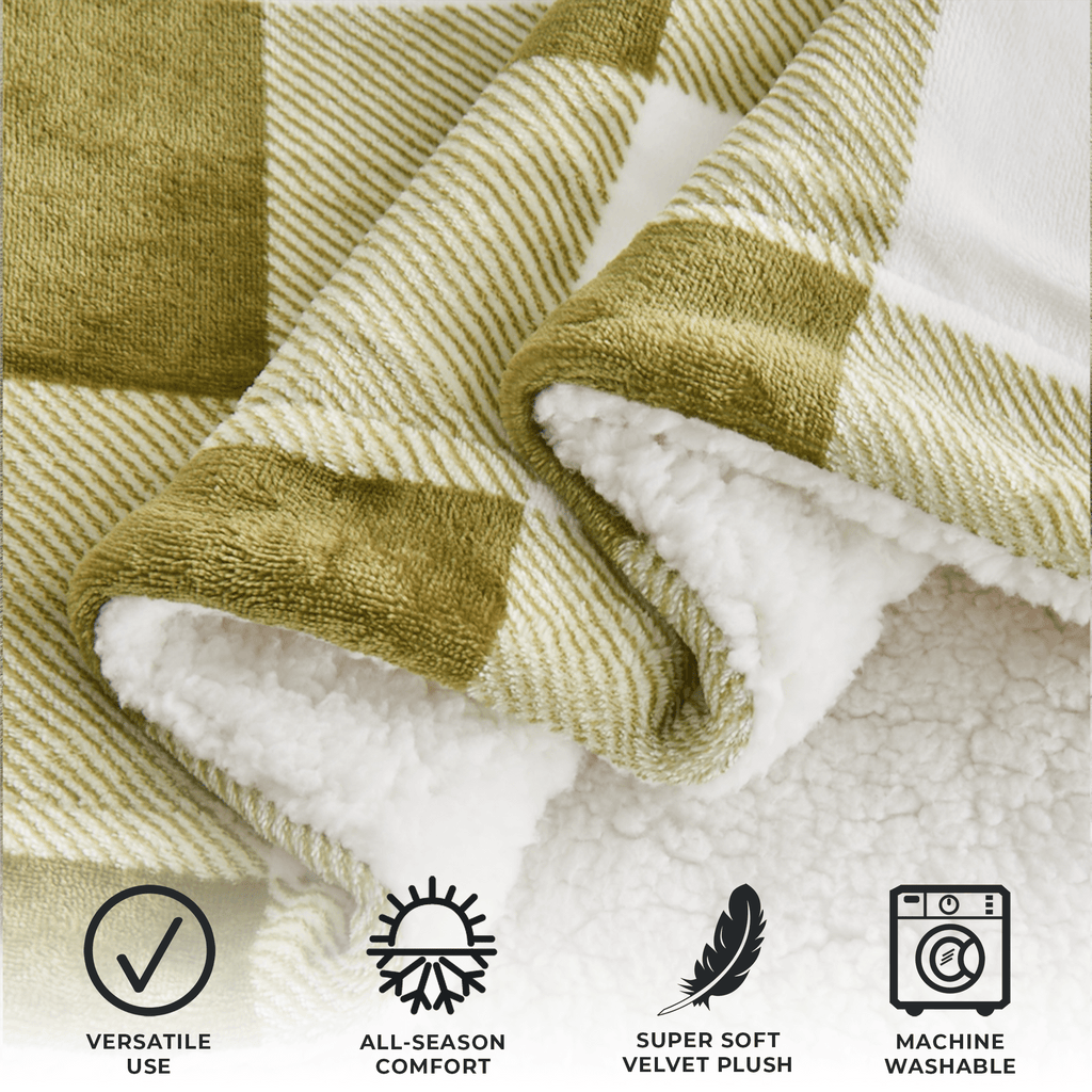 Great Bay Home Velvet Plush Sherpa Blanket, Reversible, Throw to King