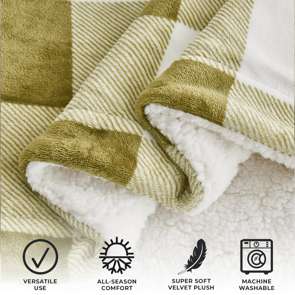 Great Bay Home Velvet Plush Sherpa Blanket, Reversible, Throw to King