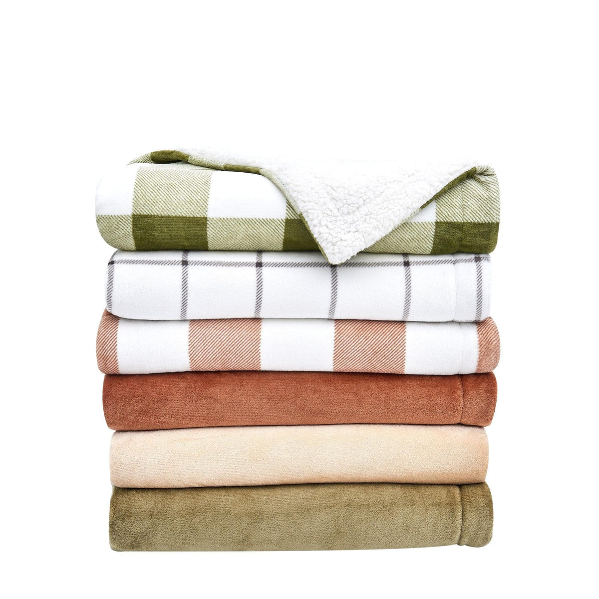 Great Bay Home Velvet Plush Sherpa Blanket, Reversible, Throw to King