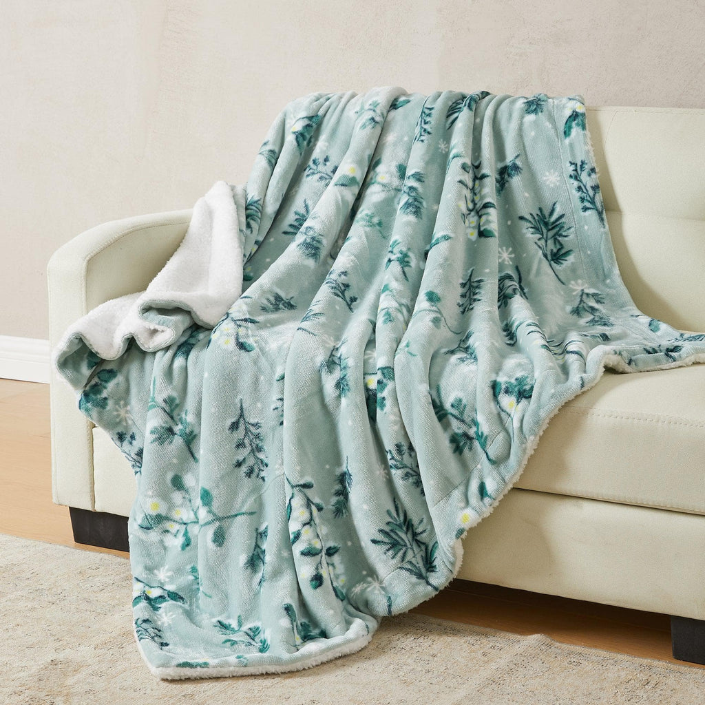 Great Bay Home Velvet Plush Sherpa Blanket, Reversible, Throw to King