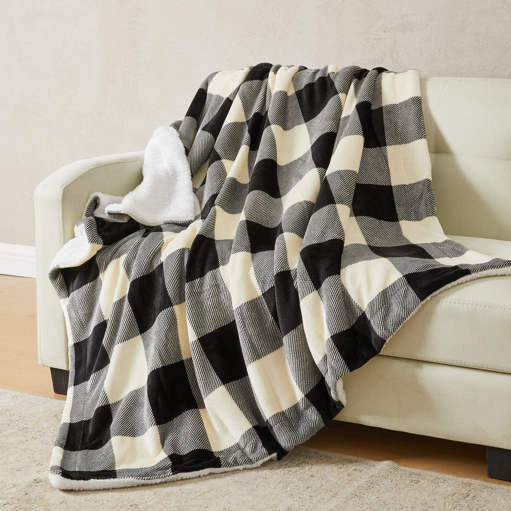 Great Bay Home Velvet Plush Sherpa Blanket, Reversible, Throw to King