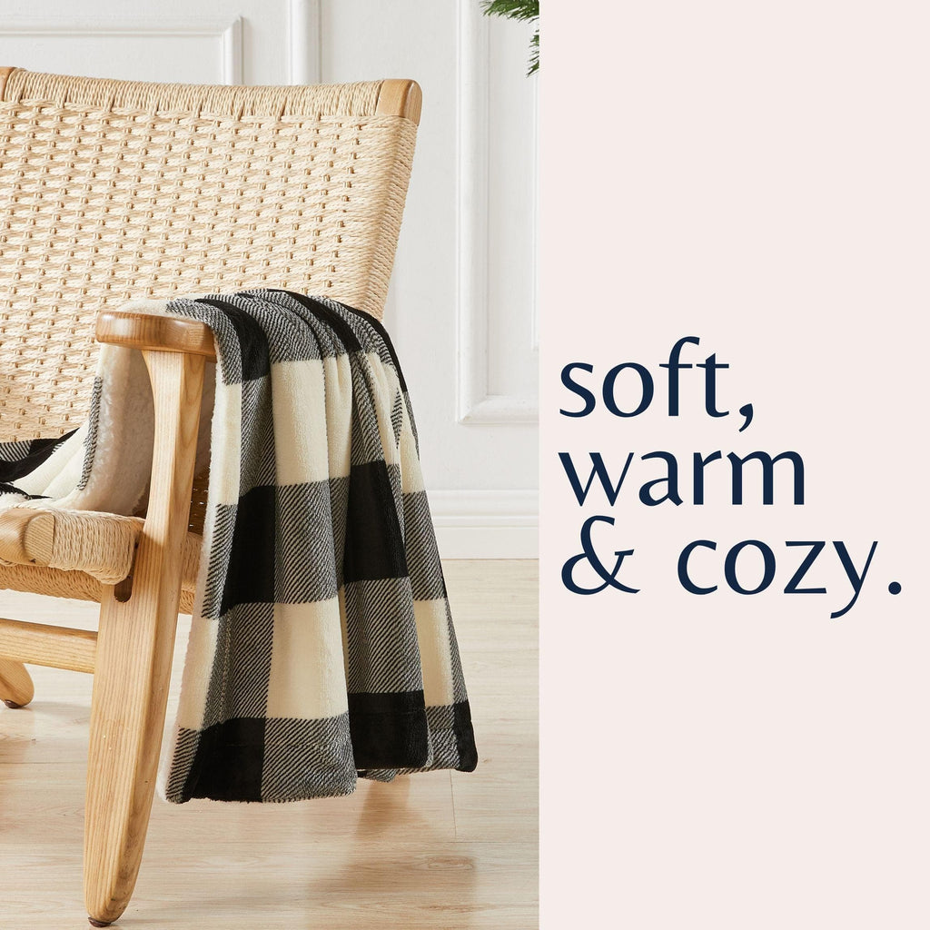 Great Bay Home Velvet Plush Sherpa Blanket, Reversible, Throw to King