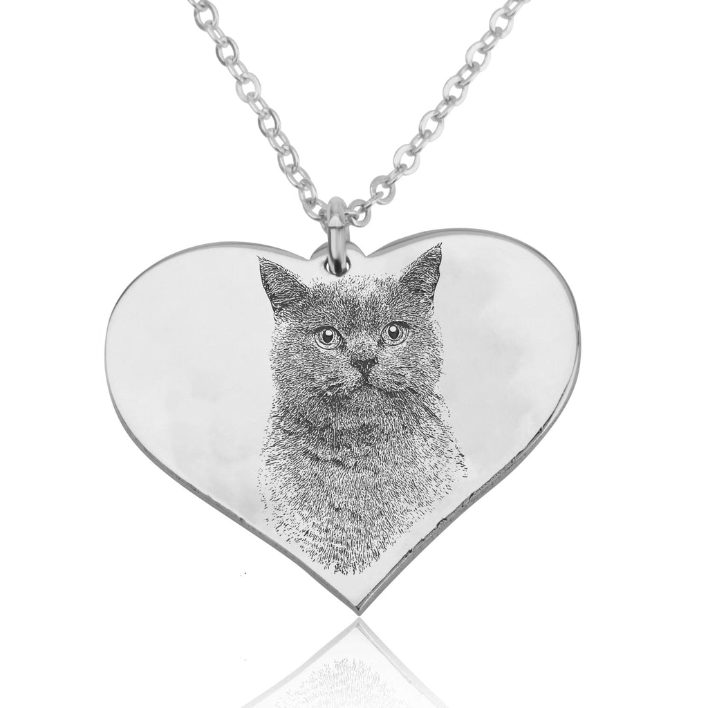 Personalized Heart With Engrave Pet Photo Necklace