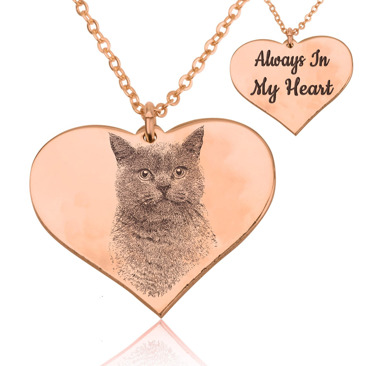 Personalized Heart With Engrave Pet Photo Necklace