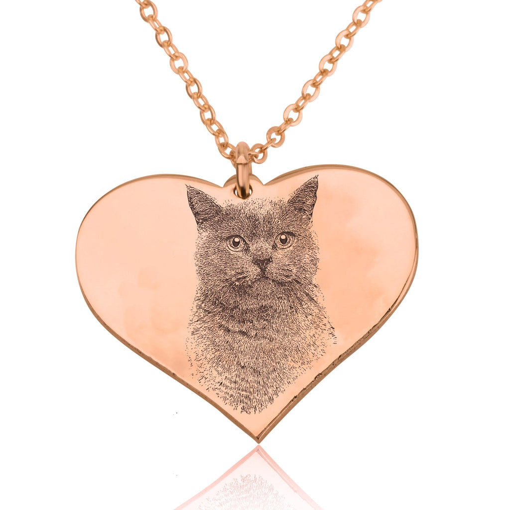 Personalized Heart With Engrave Pet Photo Necklace